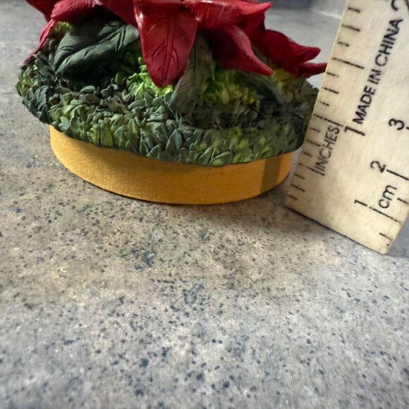 Christmas Poinsettia Candle Topper Decorative Festive Holiday Yankee Candle 3 In - Picture 11 of 16